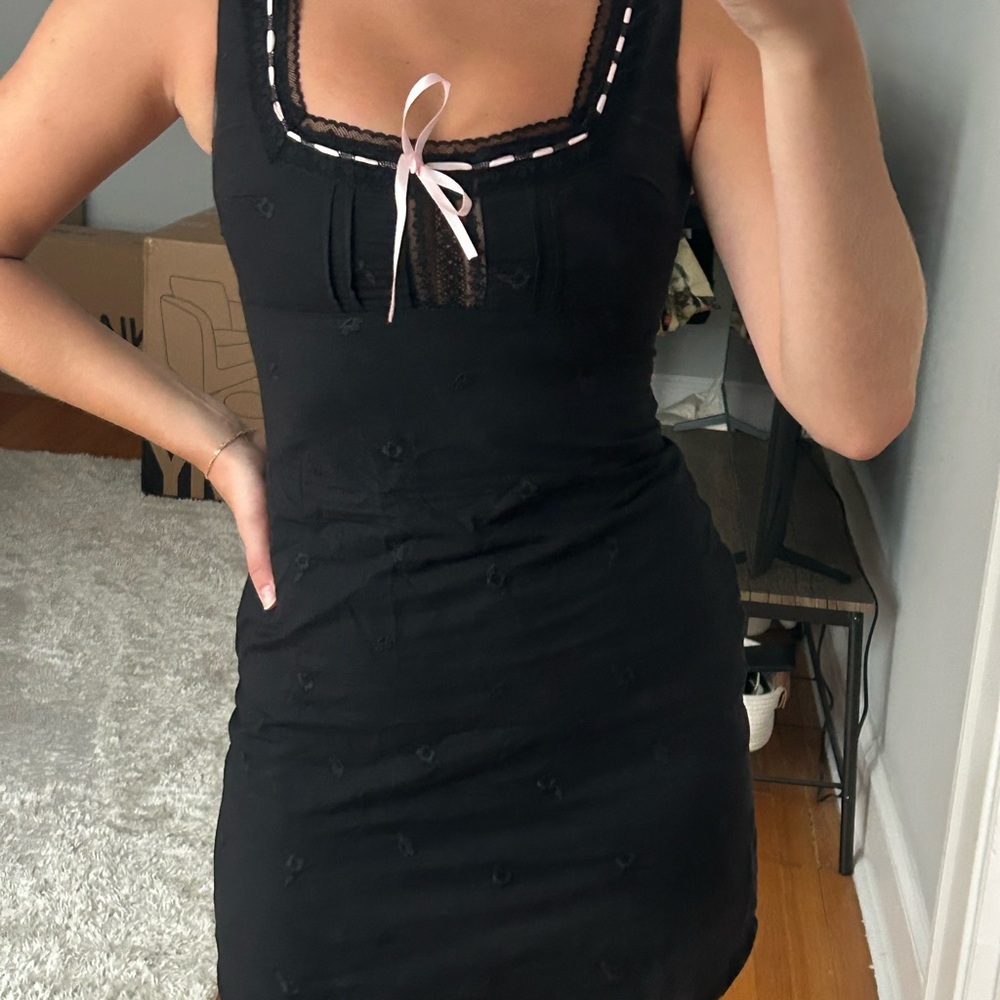 Princess Polly Black Dress with Pink Accent